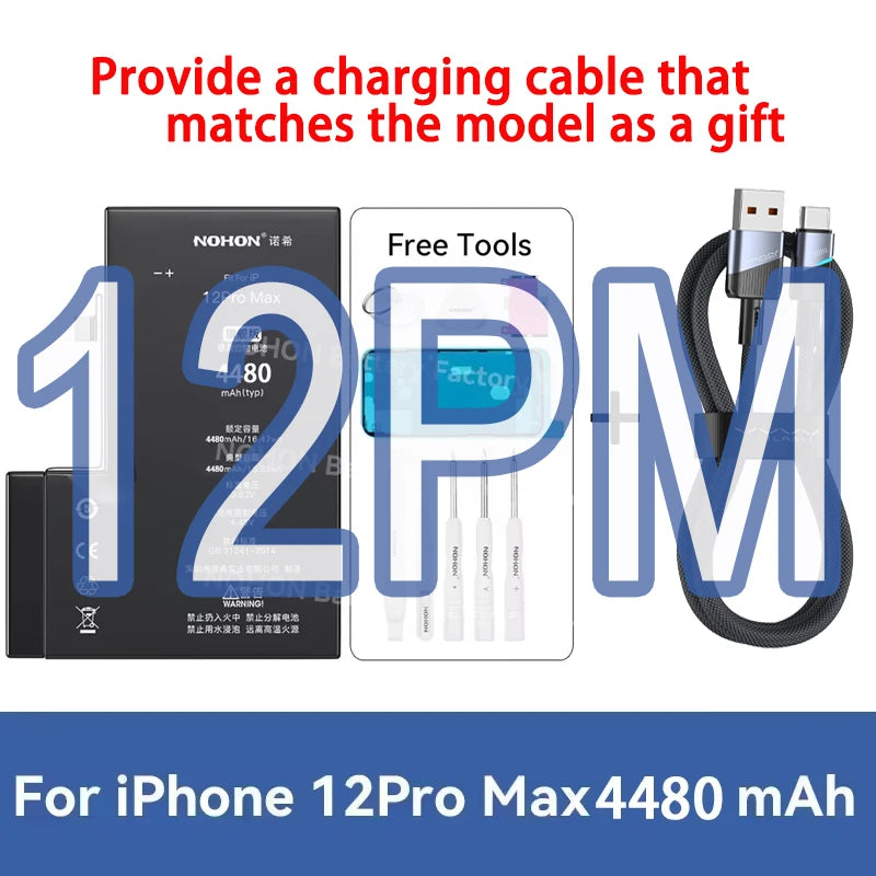 NOHON phone Battery For Apple iPhone 6 7 8 X XR XS 11 12 13 Mini Max Pro Promax High Capacity Replacement Bateria Warranty