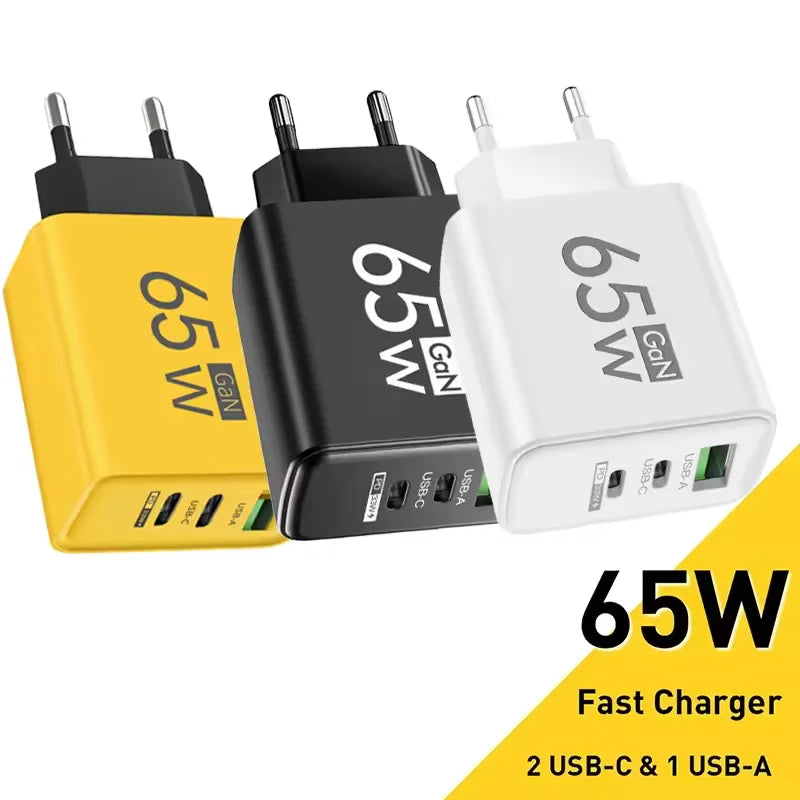65W Type C USB GaN EU/US/KR Plug Fast Charging Charger 4 In 