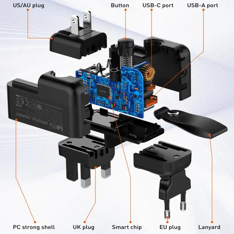 LDNIO GaN 65W Fast Charger Type C Universal Travel Adapter W