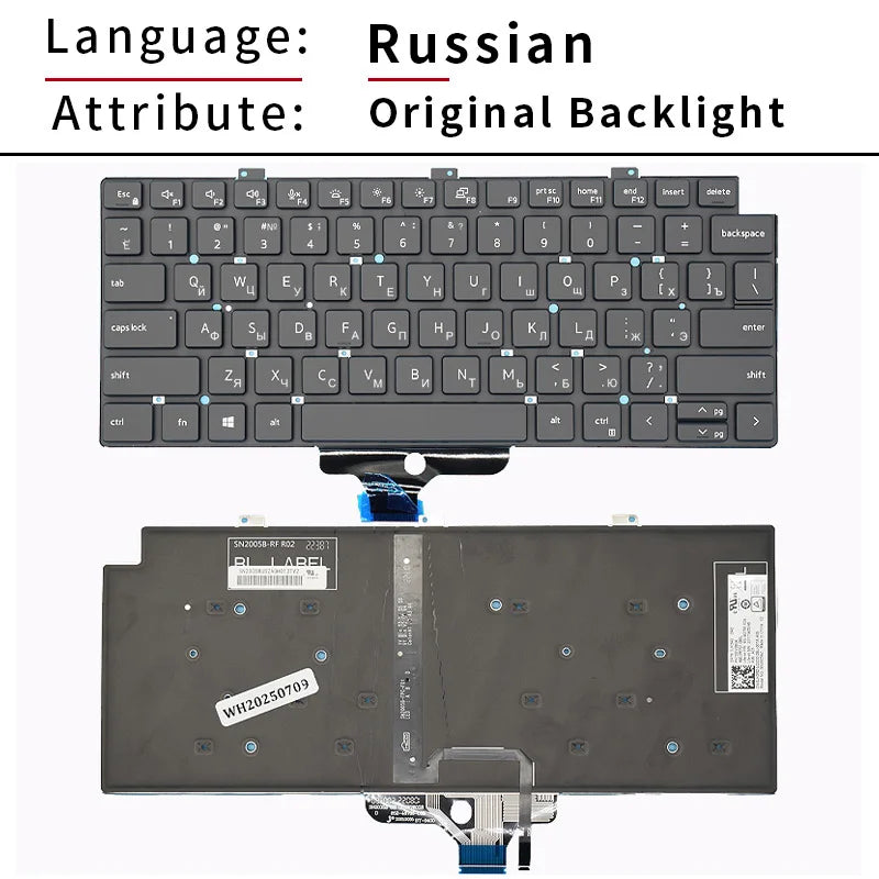 Replacement SP/US/RU/IT Russian Spanish Laptop Keyboard For Dell Latitude 5320 5330 5340 5350 7320 7330 P133G Backlight