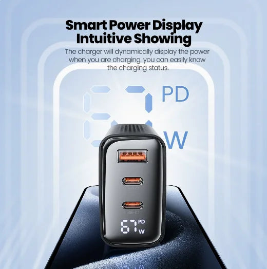 67W GaN Digital Display Fast Charger Quick Charge 4.0 3.0 US