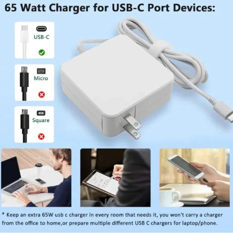 Reletech 65W USB C Laptop Power Adapter Type C Power PD Wall