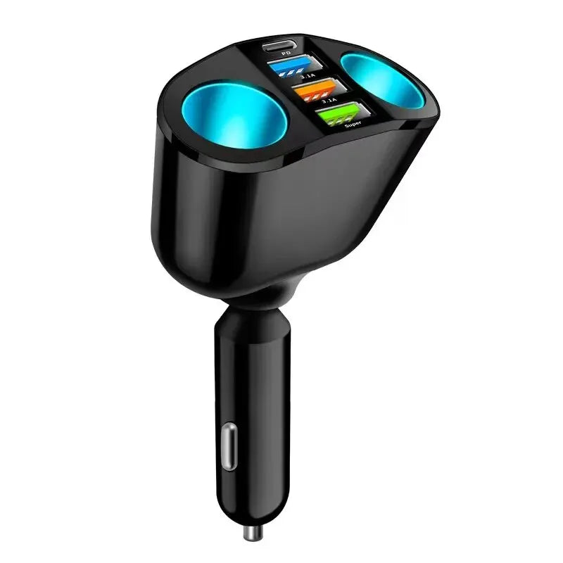 66W Fast Charging Car Charger QC3.0 Cigarette Lighter Multifunctional USB Type C Car Phone Charger For iphone Samsung Huawei