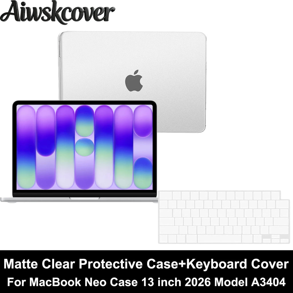 2/3/4pcs For MacBook Neo Case 13 inch 2026 A3404 Protective Case & Keyboard Cover & Screen Film & Dust Plug Laptop Accessories