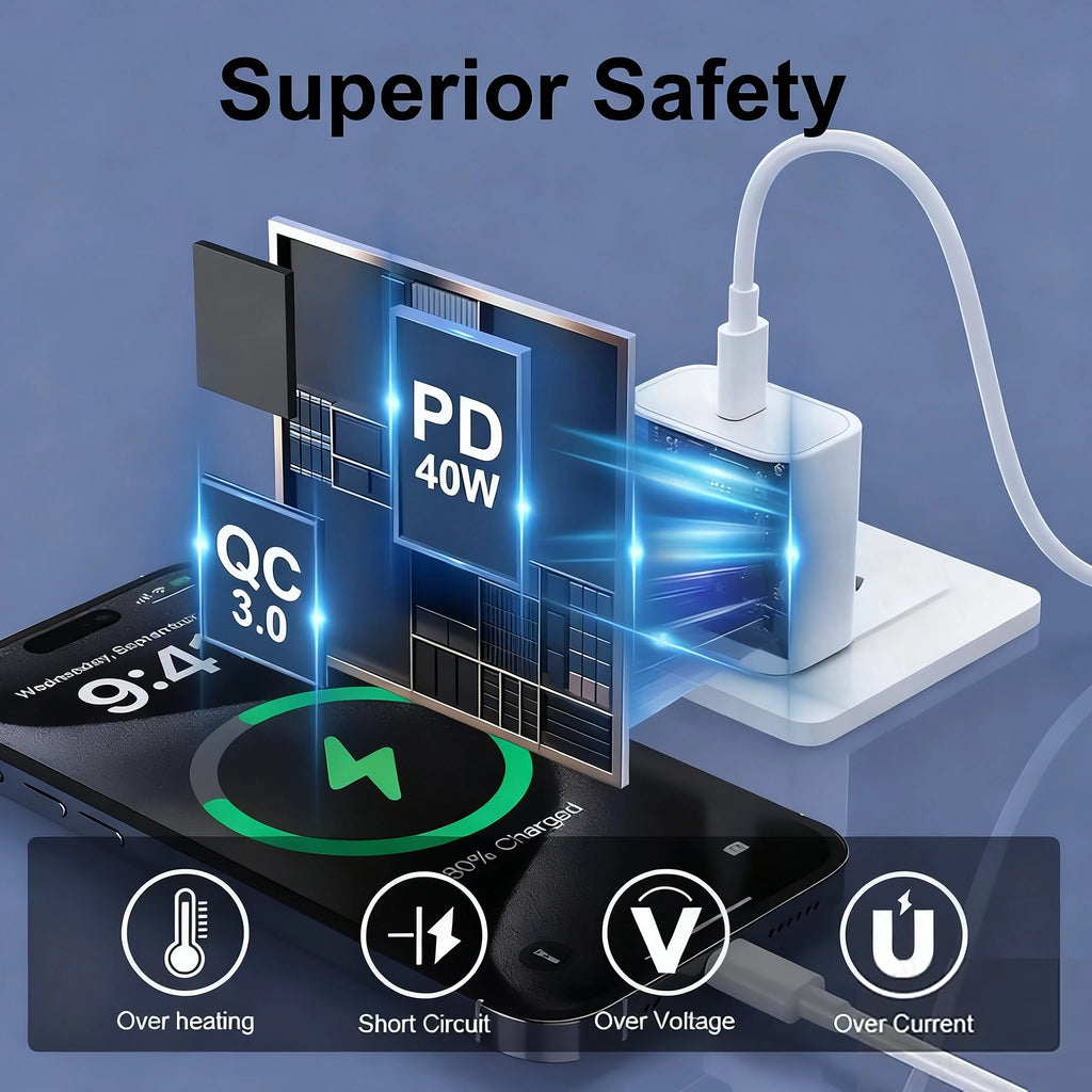PD 40W Charger USB C Fast Charging Cable For iPhone 17 16 15