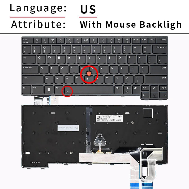 Replacement US/English Backlit Laptop Keyboard For Lenovo Thinkpad T14 T14S Gen1 Gen2 Gen3 Gen4 Gen5 Gen6 Layout