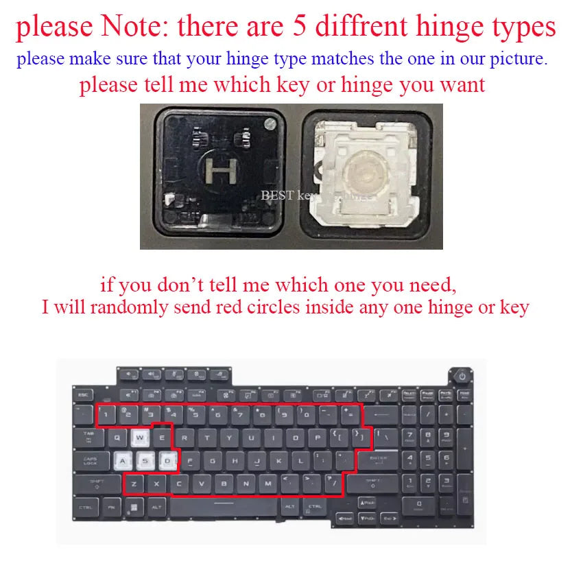 Single Keyboard Key hinge Rubber For Asus TUF Gaming FA506 F