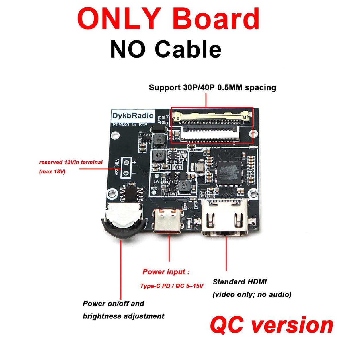 2K/4K HDMI to EDP LCD Driver Board 30PIN / 40PIN Display Screen Projection Portable 10-18.4 Inch Laptop Panels Monitor Converte