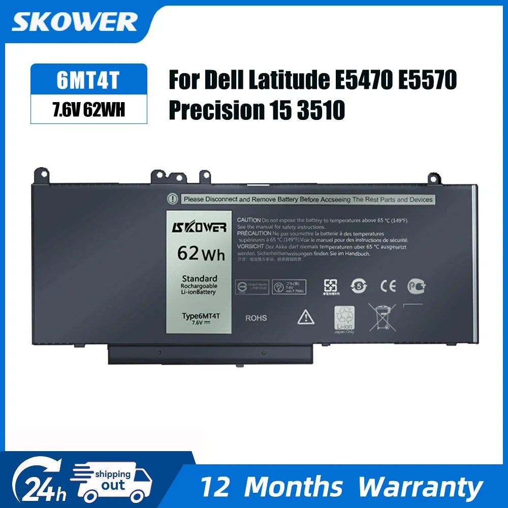 SKOWER Replacement 6MT4T NGGX5 Laptop Battery for Dell Latit
