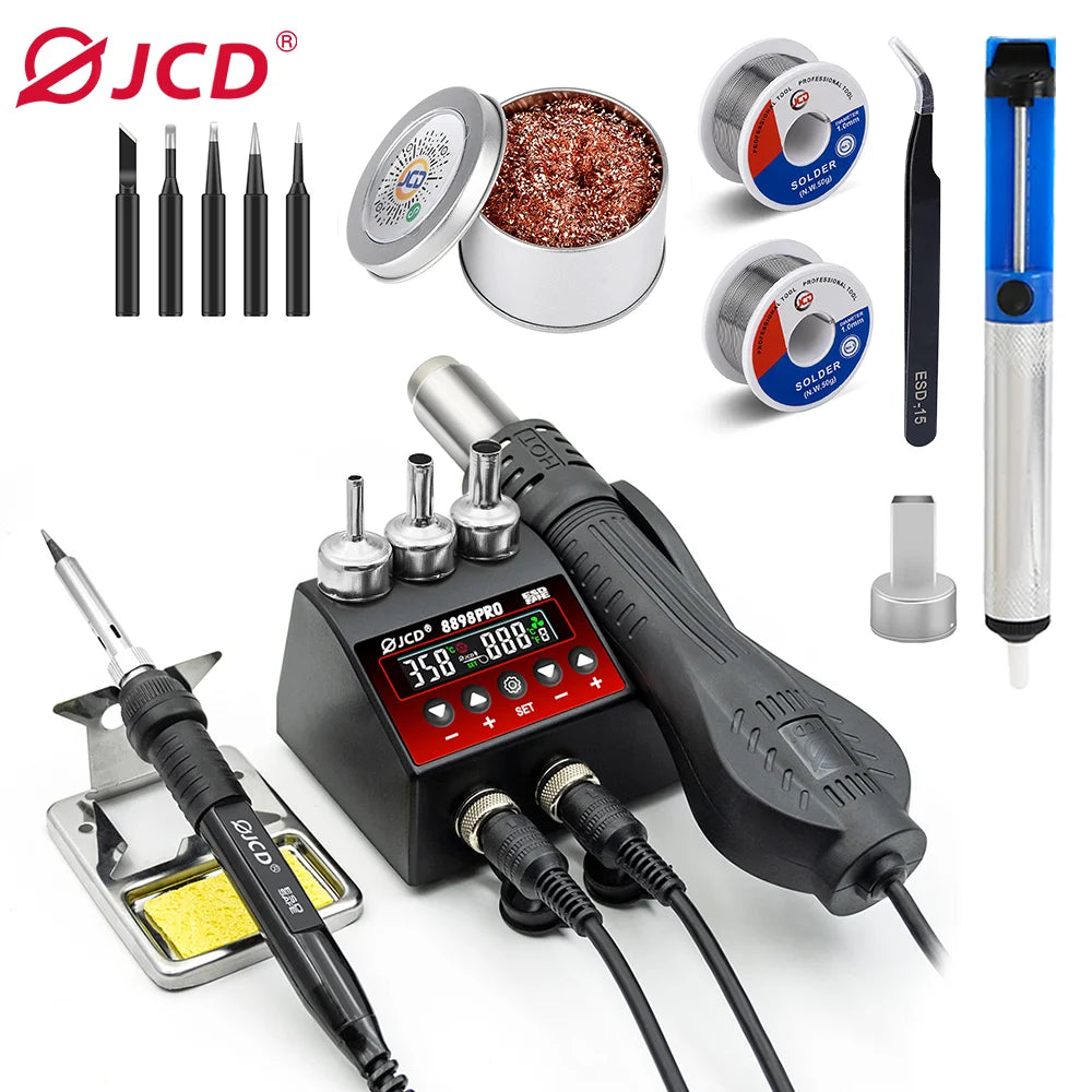 JCD 750W Soldering Station 8898Pro LCD HD Digital Display 2 in 1 Rework Welding Station For Phone BGA SMD PCB IC Repair Tools