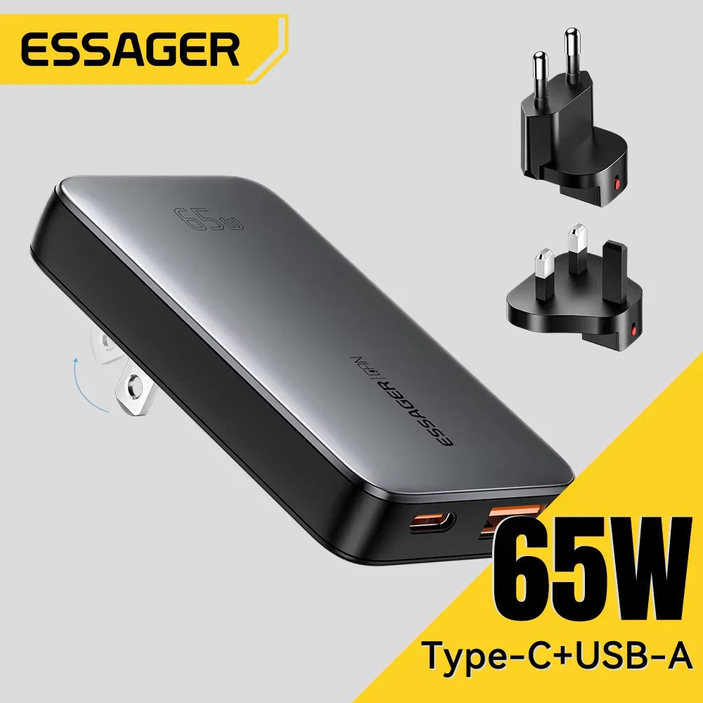 Essager Ultra Thin 65W GaN Travel Charger Quick Charge 4.0 P