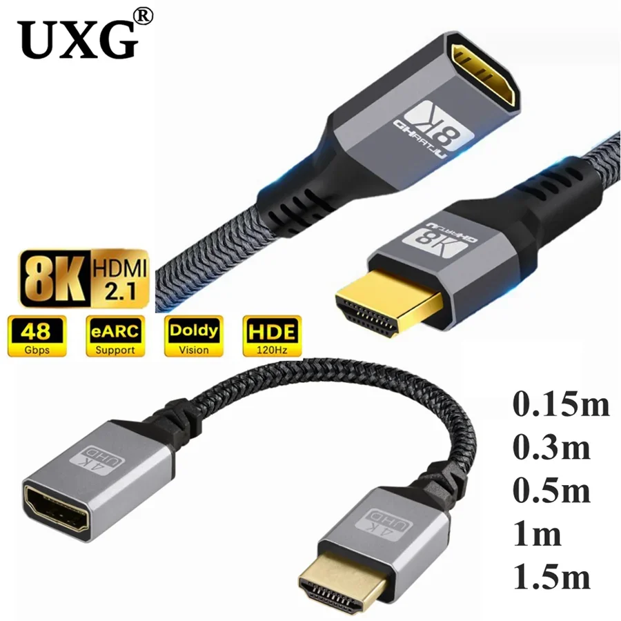 8K HDMI Extension Cable Male To Female 1.5M/2M/3M HDMI 4K 3D