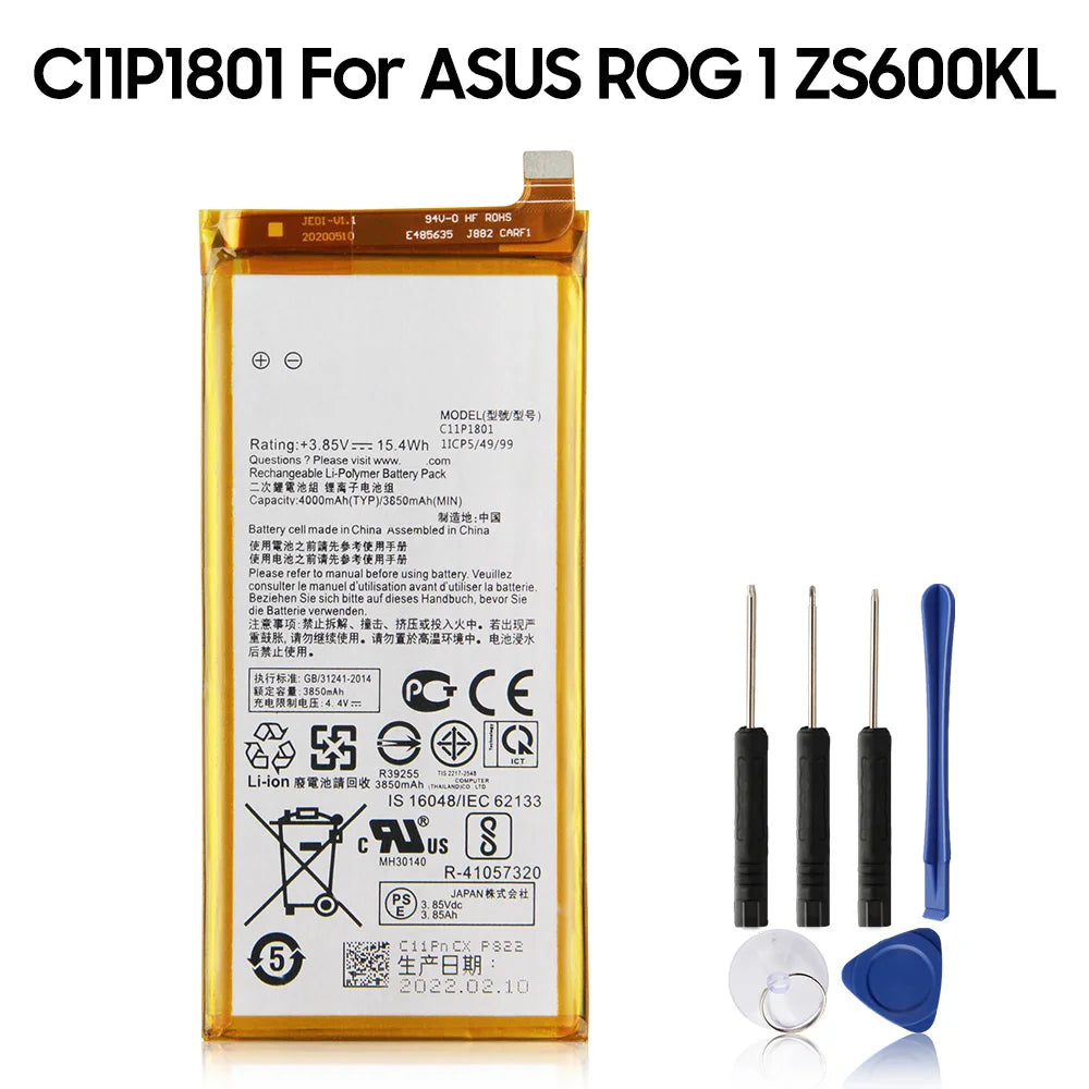 Original Replacement Battery For ASUS ROG 3 2 1 ZS661KL ZS660KL ZS600KL ROG3 C11P1903 C11P1801 C11P1901 Genuine Phone Battery