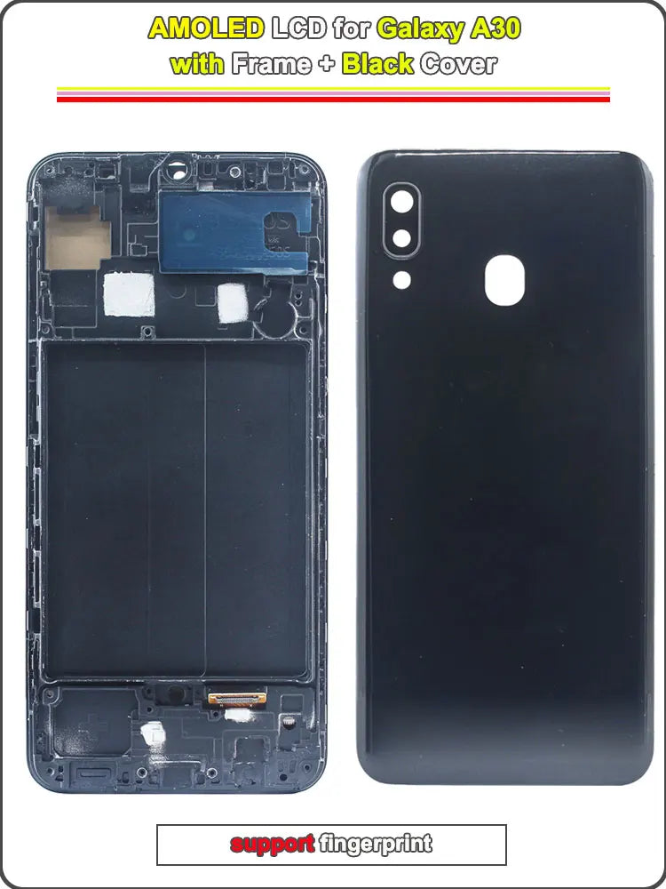 AMOLED LCD for Samsung Galaxy A30 LCD Display Touch Screen Digitizer Assembly for Samsung A30 A305F A305G Phone LCD with Frame