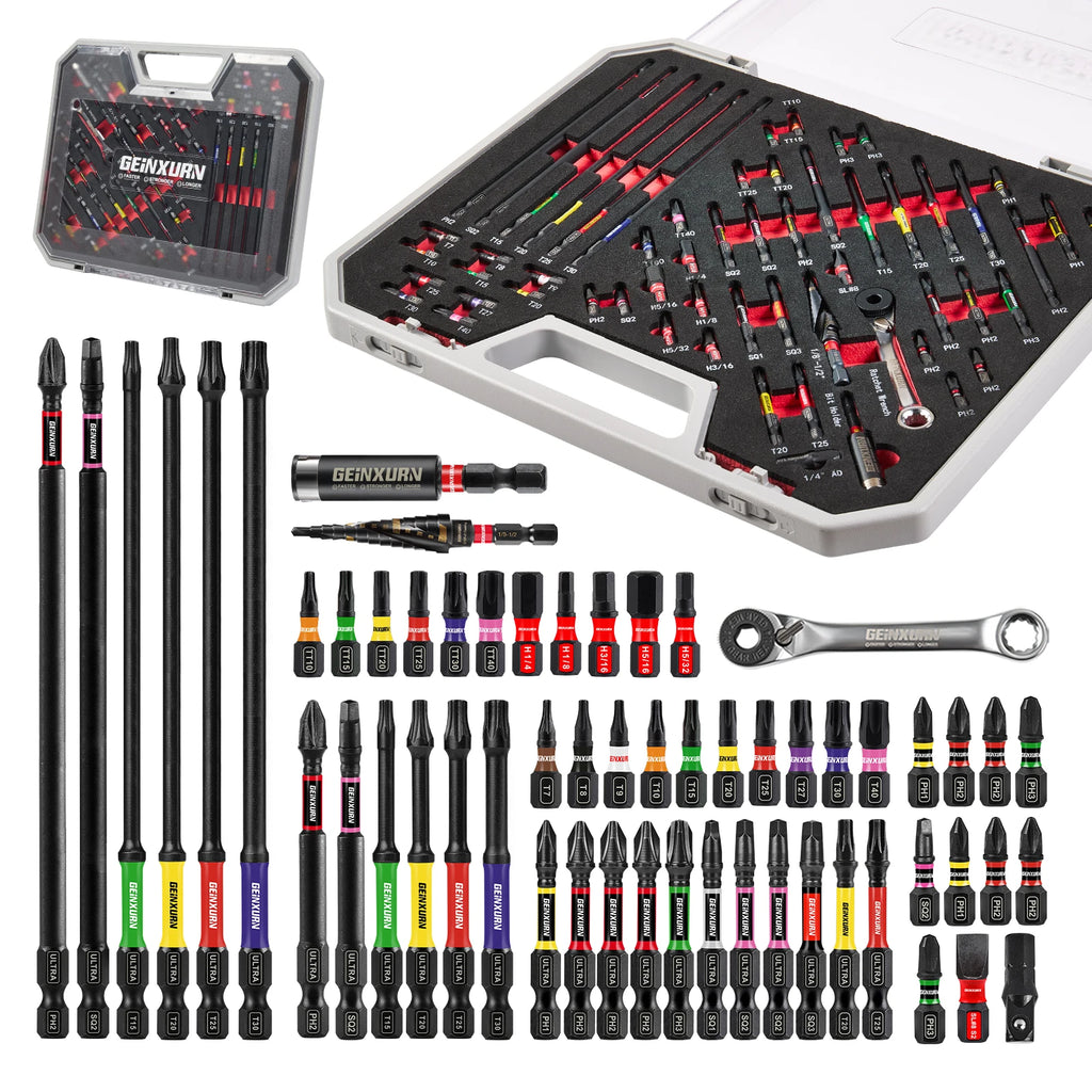 Geinxurn 58Pcs Tools Set Packaged with Impact Screwdriver Bi