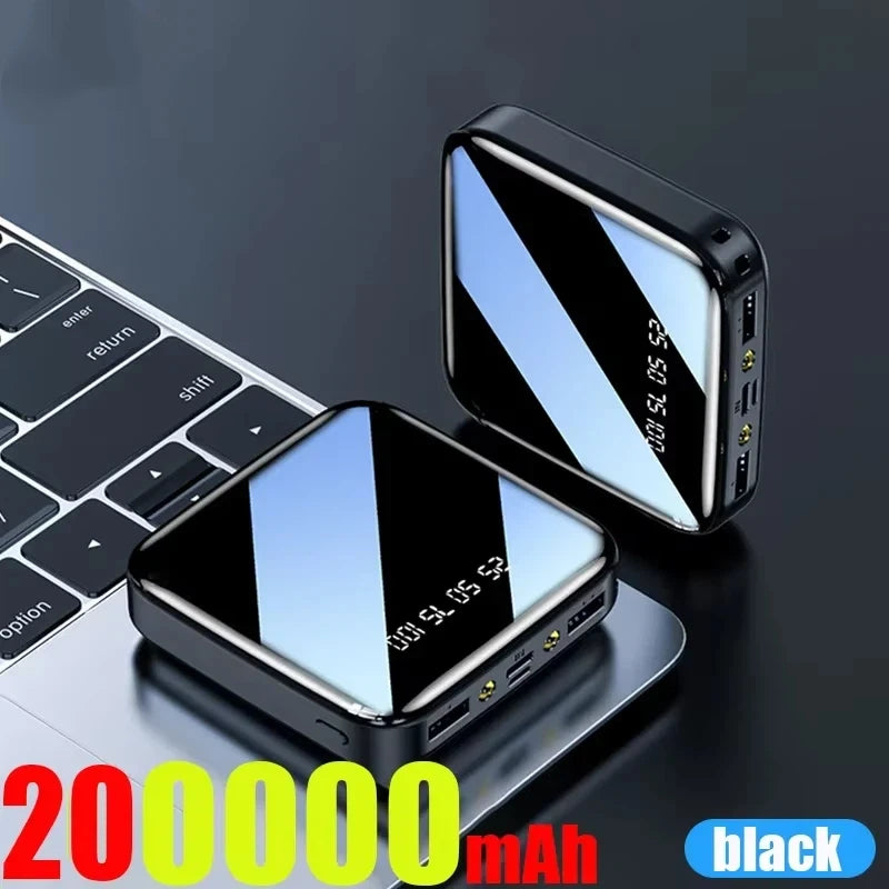 Mini 500000mAh Power Bank Portable Charger Mirror Screen LED Digital Powerbank External Battery for iPhone Huawei