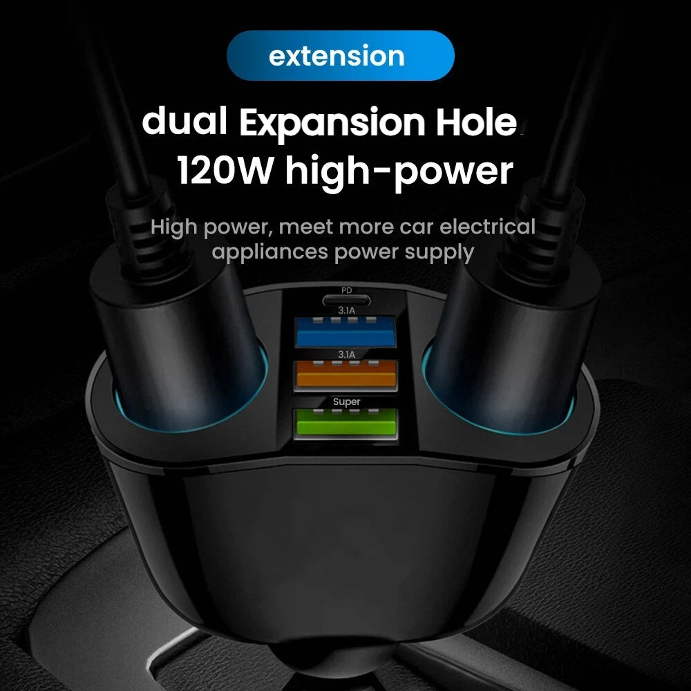 Elough 66W Super Fast Charge QC3.0 Car Charger with 2 in 1 D