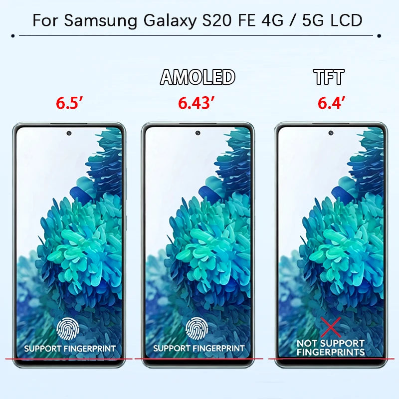 New S20 AMOLED LCD For Samsung Galaxy S20 FE 4G 5G Touch Dig