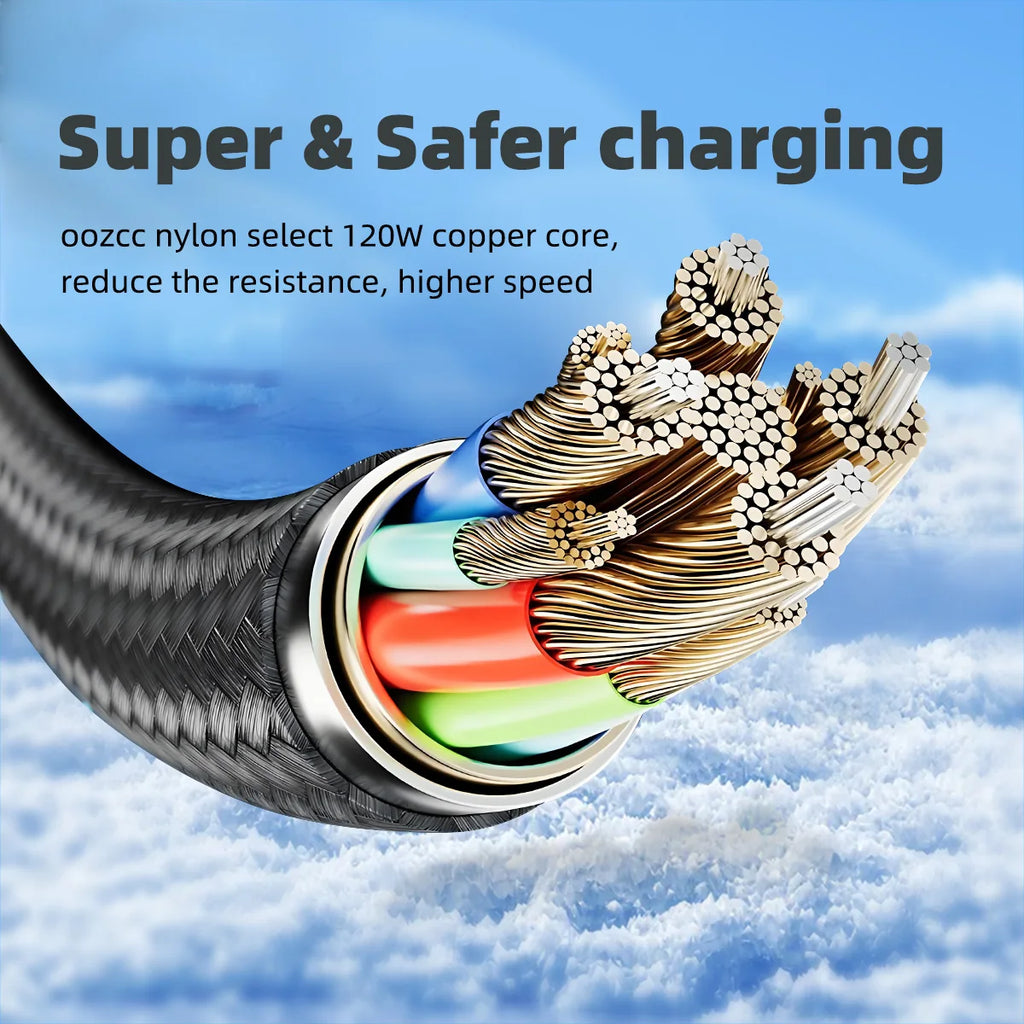 Oozcc 120W MAX 6A Fast Charging LCD Dynamic Display Cable US