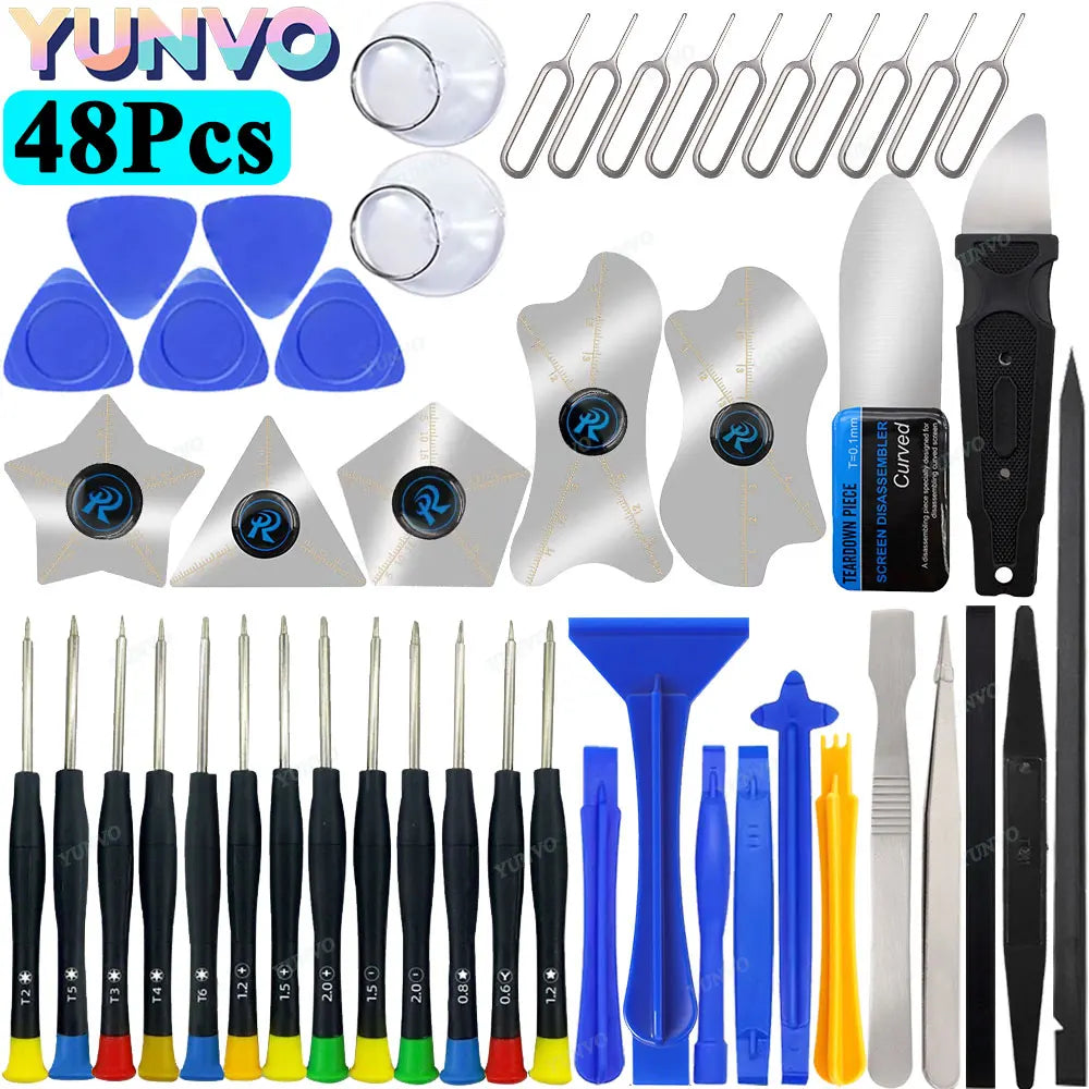 48Pcs Precision Screwdriver Repair Tool Kit Metal Curved Scr