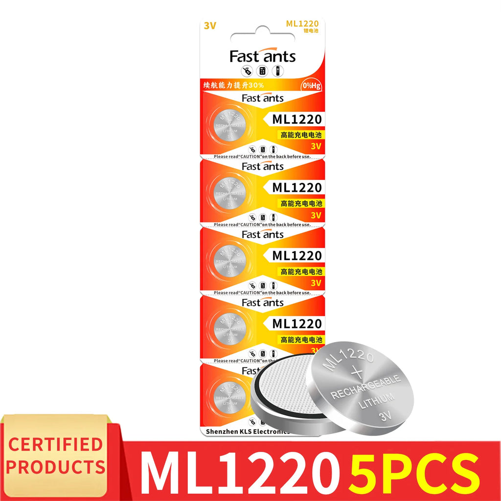 ML1220 3V Rechargeable Lithium Button Cell Battery CMOS RTC Memory Backup Battery For Laptop Motherboard Replacement CR1220