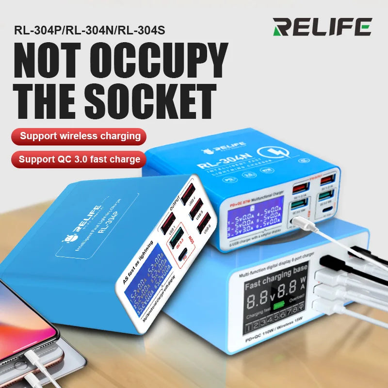 RELIFE RL-304P RL-304N RL-304S Smart 6 Port USB Digital Disp