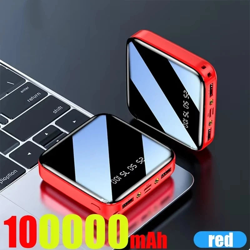 Mini 500000mAh Power Bank Portable Charger Mirror Screen LED Digital Powerbank External Battery for iPhone Huawei