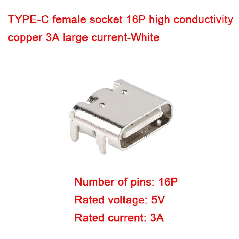 10Pcs/5Pcs USB Connector Type C Female Charging Port Jack 2/6/16 Pin Type-C Socket PCB Soldering SMD SMT DIY Repair Adapter