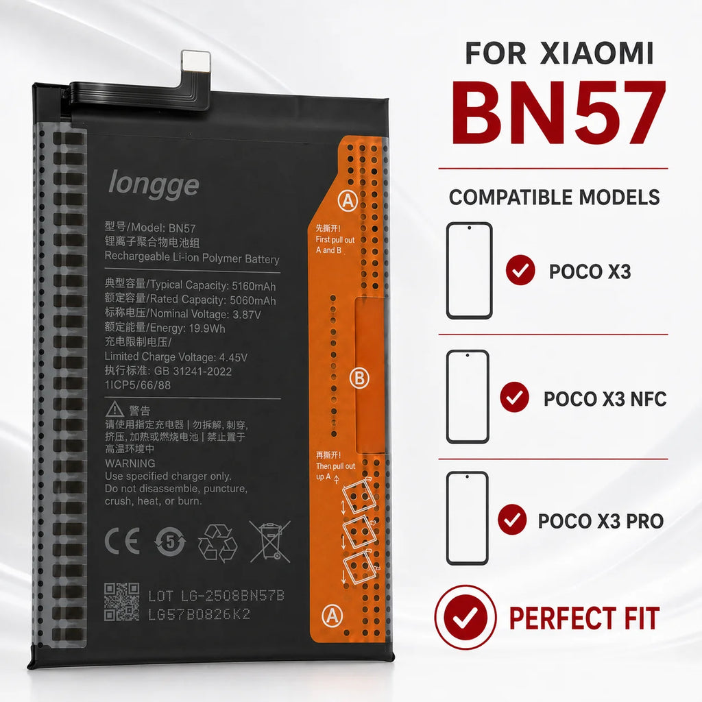 For Xiaomi Poco X3 Pro BN57 Replacement Battery 5160mAh High