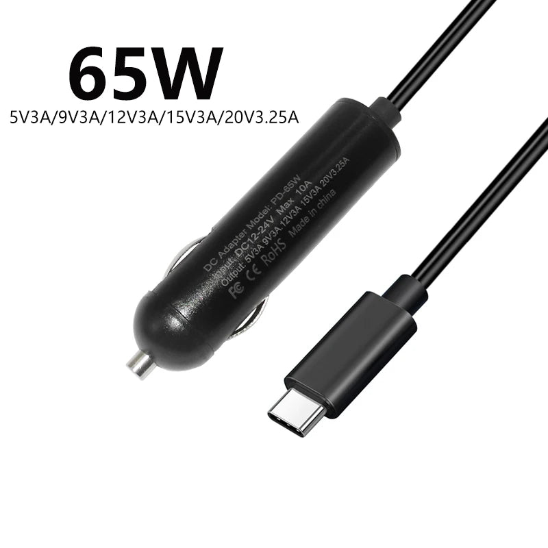 65W 20V USB C Type C PD Car Charger Dc Power Supply Adapter 