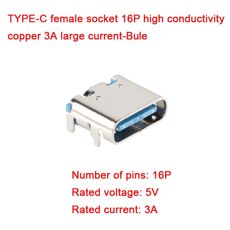 10Pcs/5Pcs USB Connector Type C Female Charging Port Jack 2/6/16 Pin Type-C Socket PCB Soldering SMD SMT DIY Repair Adapter
