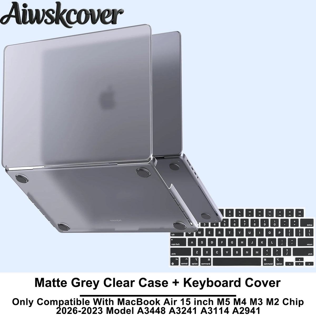 For MacBook Air 15 inch Case M5 M4 M3 M2 2026 2025-2023 Hard Shell Laptop Cover With Keyboard CoverModel A3448 A3241 A3114 A2941