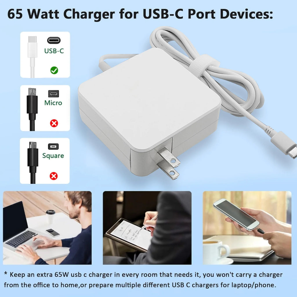 Reletech 65W USB C Laptop Power Adapter Type C Power PD Wall