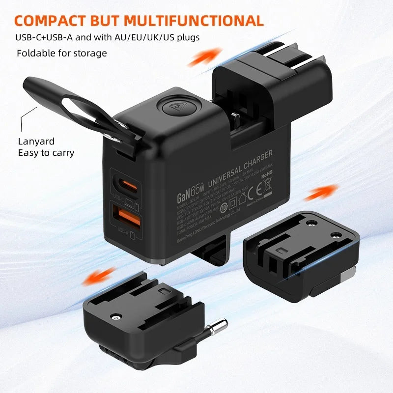 LDNIO GaN 65W Fast Charger Type C Universal Travel Adapter W