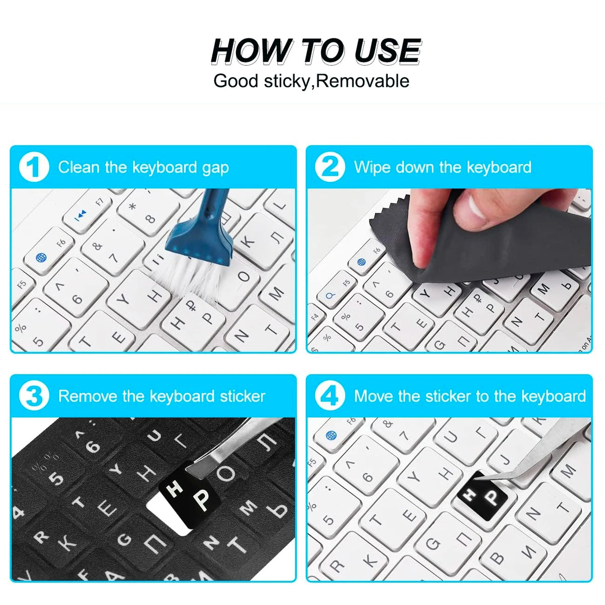 3pcs Korean Keyboard Replacement Universal Stickers for Comp