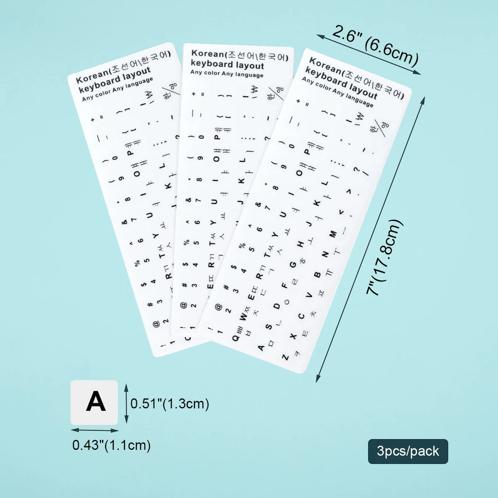 3pcs Korean Keyboard Replacement Universal Stickers for Comp