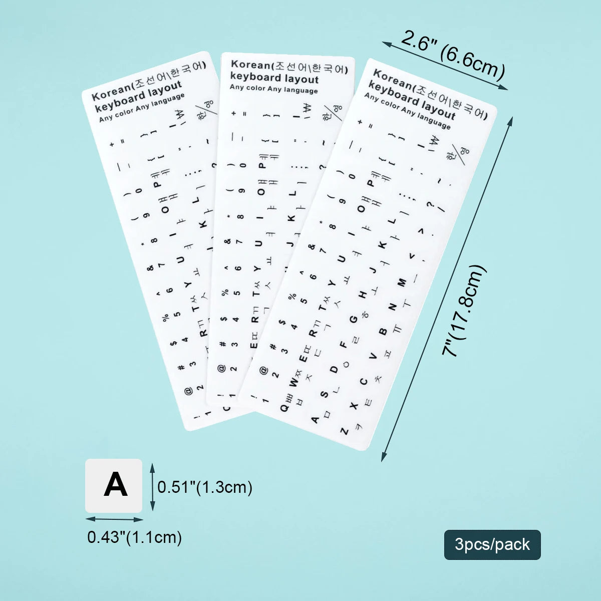 3pcs Korean Keyboard Replacement Universal Stickers for Comp