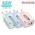 65W GaN USB Charger Type C Fast Charging Mobile Phone Travel