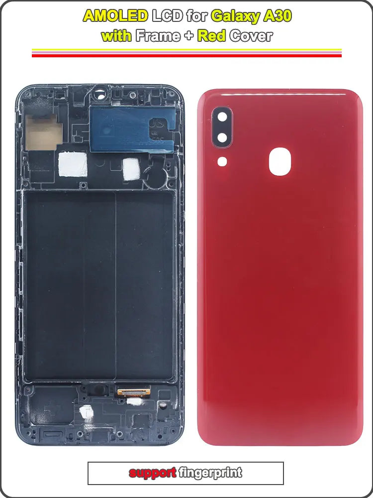 AMOLED LCD for Samsung Galaxy A30 LCD Display Touch Screen Digitizer Assembly for Samsung A30 A305F A305G Phone LCD with Frame