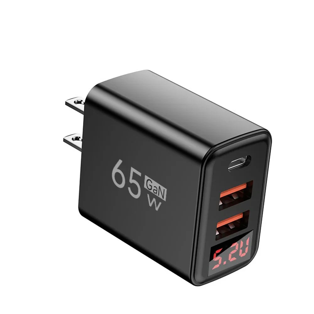 65W USB Type C Charger Quick Charge EU/US Plug Wall Charger For iPhone Samsung Xiaomi 3 Port Fast Charging Phone Charger Adapter