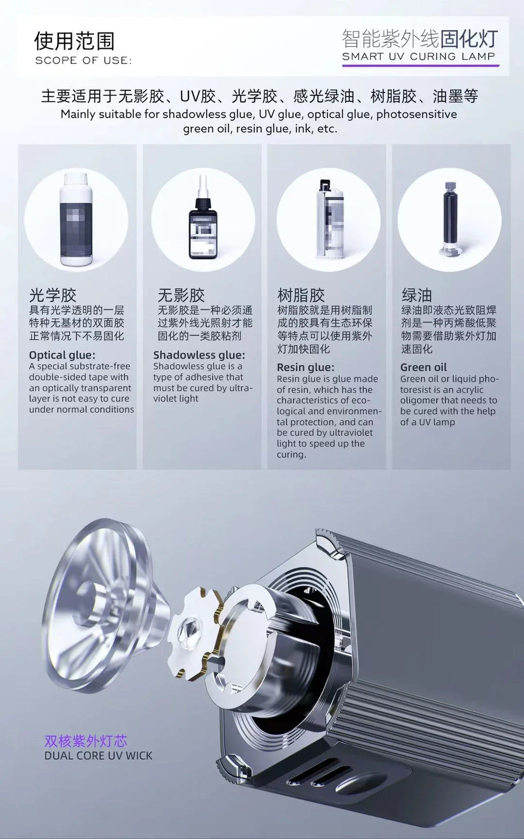 New UV Intelligent Green Oil Curing Lamp UV Lamp Solder Oil 
