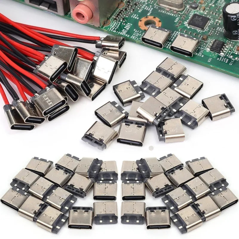10/5Pcs Type-C 2P Welding USB-C Phone Charging Socket Easy T