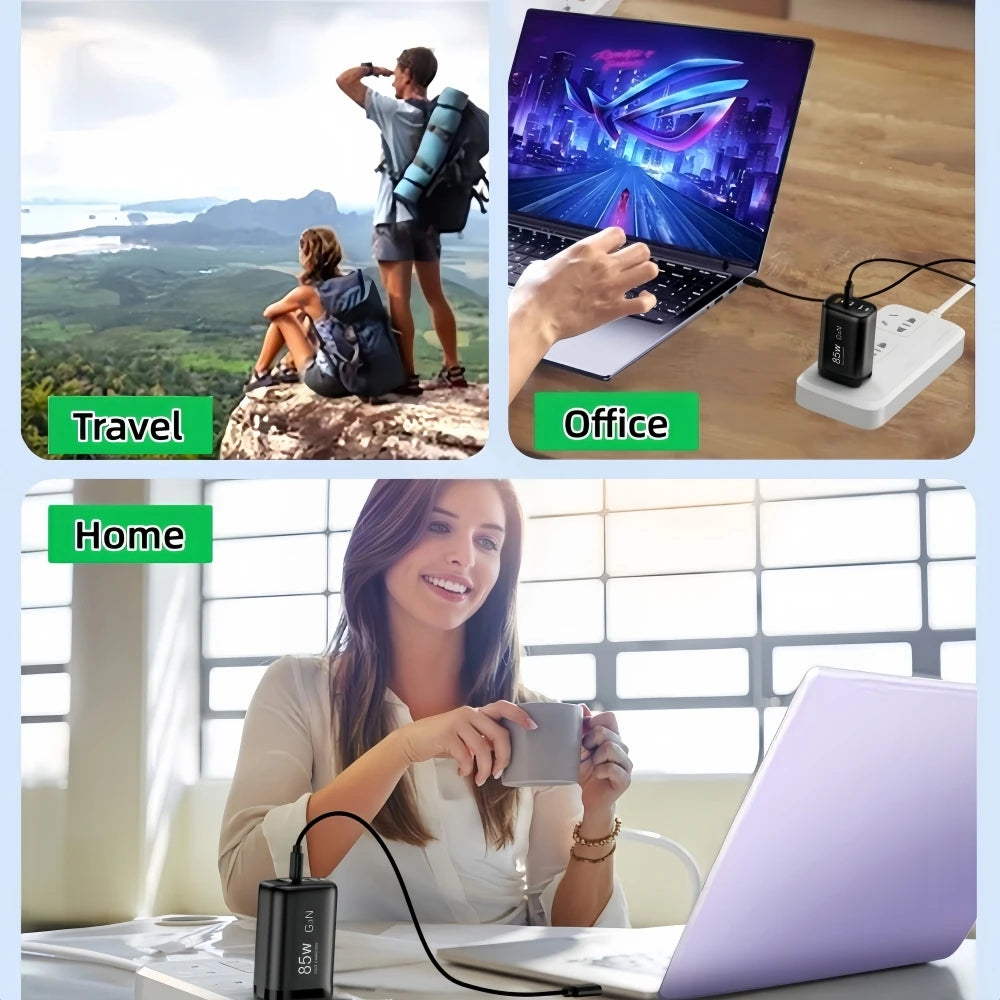 Real 85W GaN Type C Charger USB QC3.0 For Laptop Ipad PPS PD