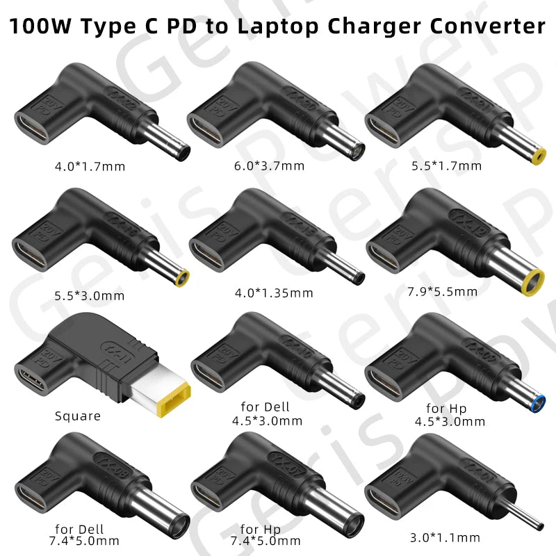 65W 90W 100W USB Type C PD to DC 4.5x3.0 7.4x5.0 4.0x1.35 5.