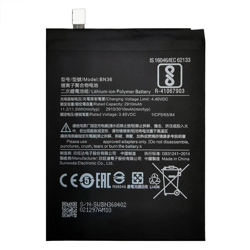 100% BN36 3010mAh Battery For Xiaomi Mi 6X Mi6X Mi A2 MIA2 B