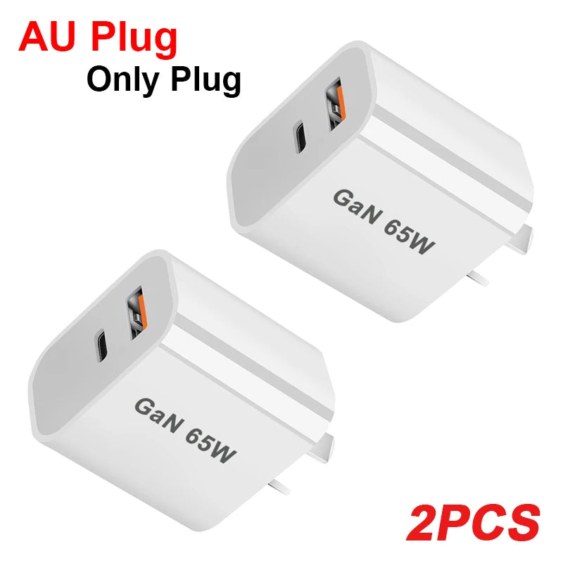 55w 65w AU Plug Fast USB Charger Type C Charger for Xiaomi Redmi iPhone Samsung SmartPhone Quick Charging Adapter PD Wall Charge