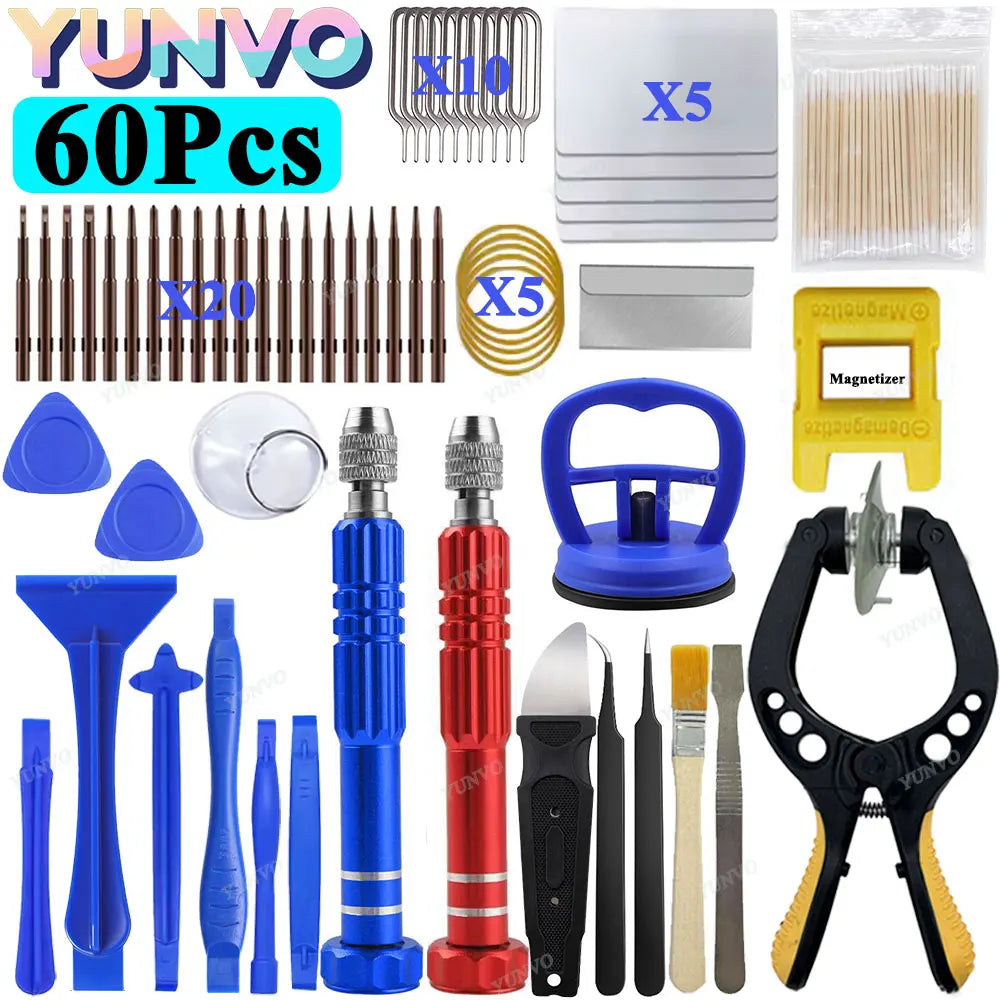 60x Mobile Phone Repair Tools Screwdriver Tablet Battery Dis