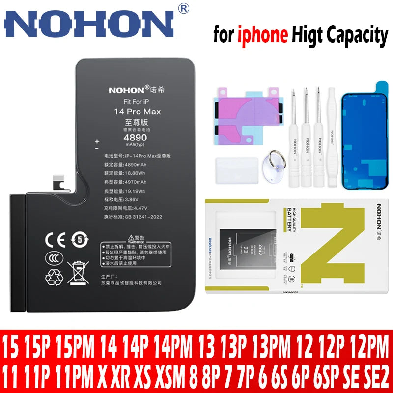 2026 NOHON Phone Battery for iPhone 5S 6 6S 7P 8P X SE2 SE3 