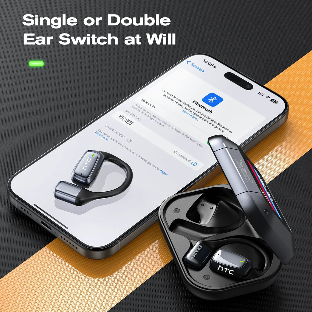 HTC NE25 OWS Earbuds AI Translator LCD Touch Screen Bluetoot