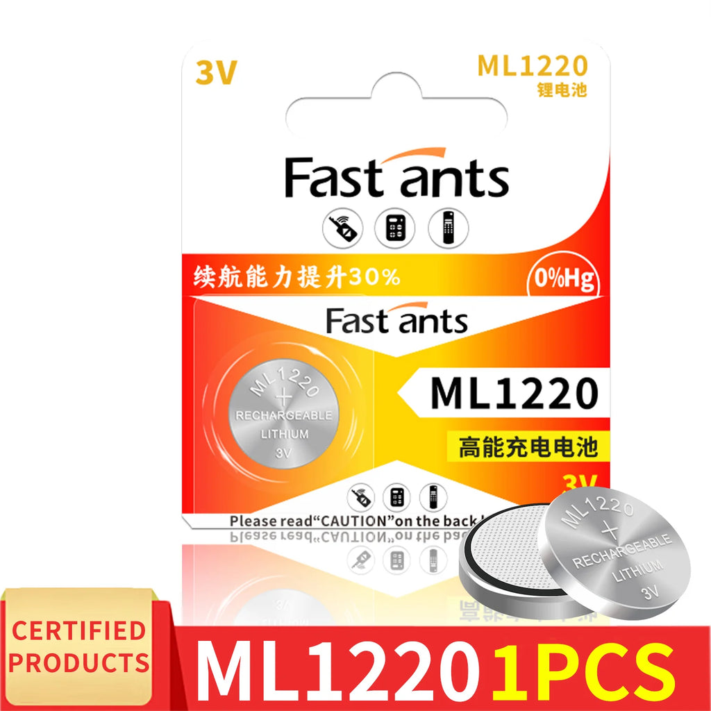 ML1220 3V Rechargeable Lithium Button Cell Battery CMOS RTC Memory Backup Battery For Laptop Motherboard Replacement CR1220